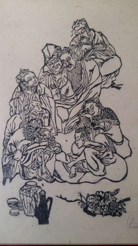 WOW !! Stunning highly collectible framed Chinese Ink art of " THE EIGHT IMMORTALS" signed by Ling