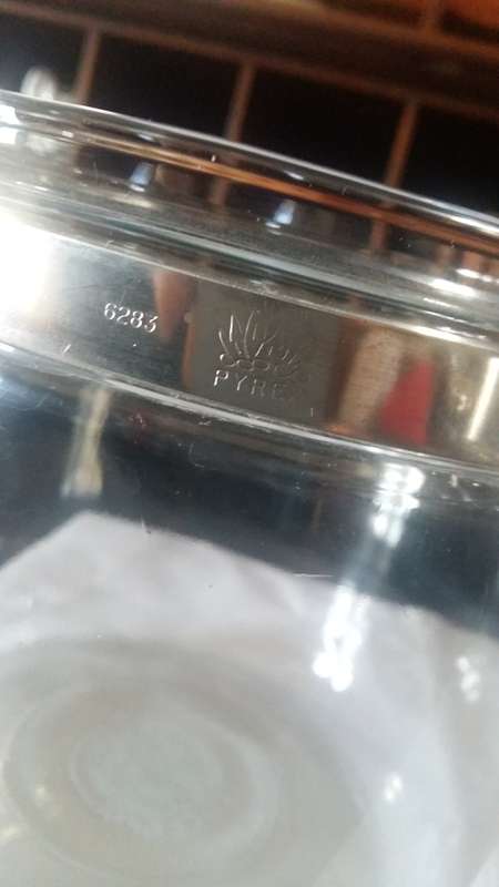 Vintage Pyrex 1960 Clear Glass 2 Lt Double Boiler, 2 Pots & 1 Lid. Solid Glass handles. Heat Resis