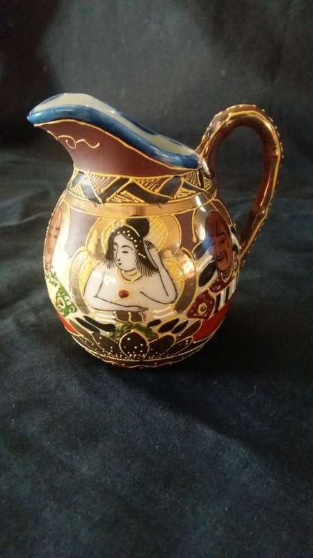 Beautiful Vintage Satsuma Style hand painted porcelain milk/creamer