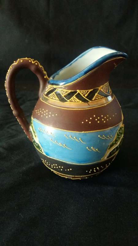 Beautiful Vintage Satsuma Style hand painted porcelain milk/creamer