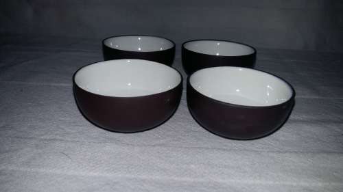 Highly Collectible Yixing Chinese vintage clay Enameled  Tea Cups x 4