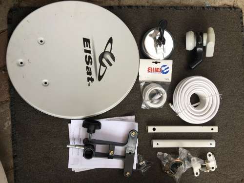Ellies Satellite Dish Kit in a hard plastic protective carry case