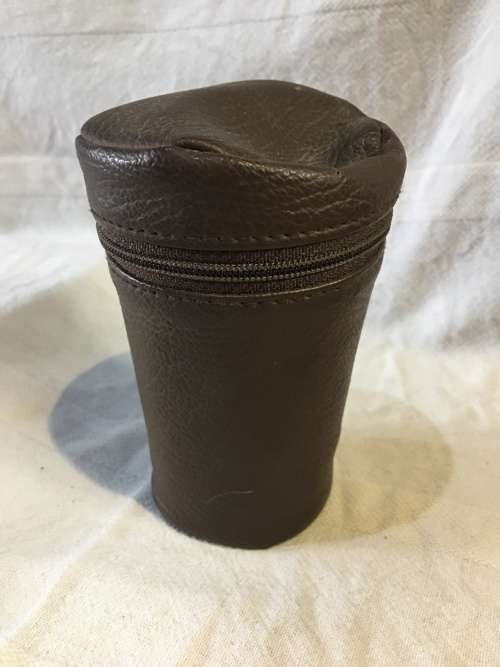 FANTASTIC SET OF 5 ALUMINIUM DRINKING CUPS IN A FAUX LEATHER CONTAINER