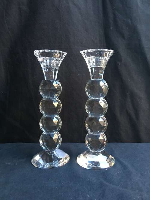 Beautiful pair of designer crystal ball candle sticks
