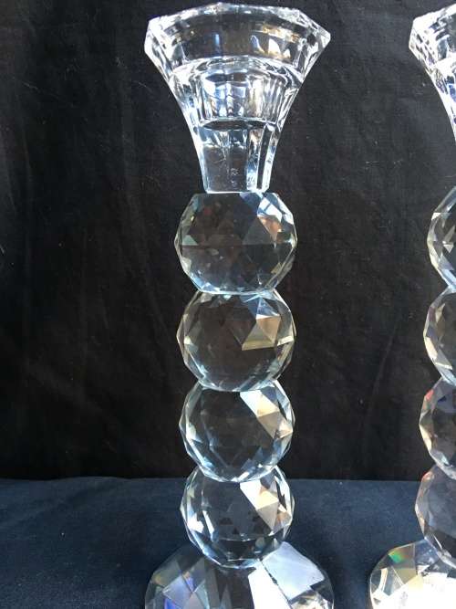 Beautiful pair of designer crystal ball candle sticks