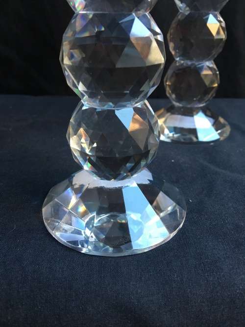 Beautiful pair of designer crystal ball candle sticks