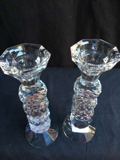 Beautiful pair of designer crystal ball candle sticks