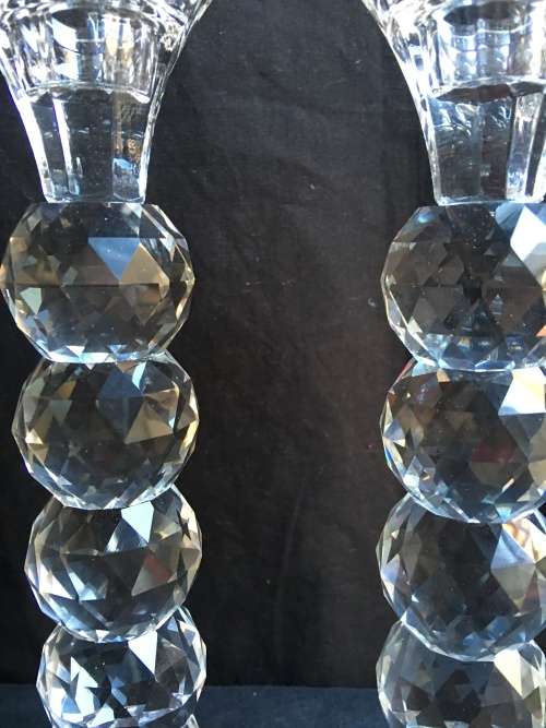 Beautiful pair of large designer crystal ball candle sticks