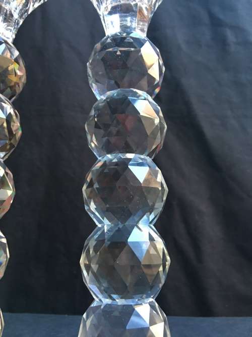 Beautiful pair of large designer crystal ball candle sticks