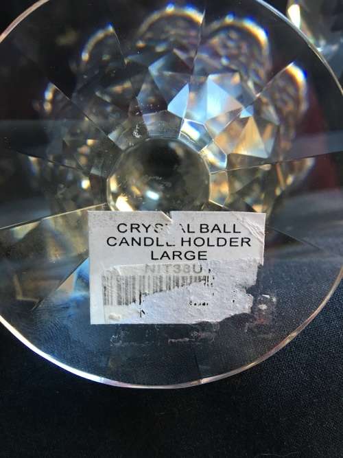 Beautiful pair of large designer crystal ball candle sticks