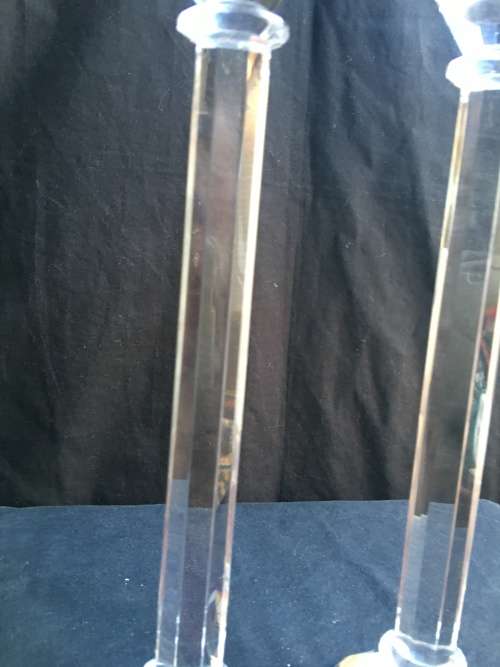 Beautiful pair of large designer cut glass candle sticks