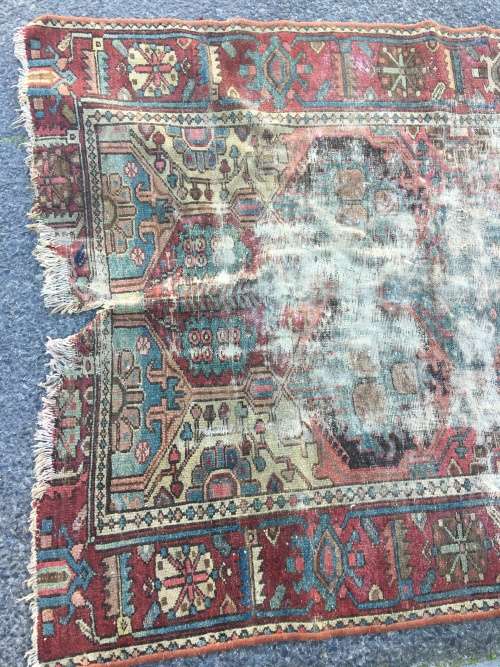 VERY WELL WORN AGED AND FATIGUED PERSIAN CARPET 1800 X 1240mm