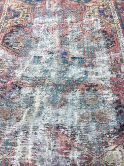 VERY WELL WORN AGED AND FATIGUED PERSIAN CARPET 1800 X 1240mm