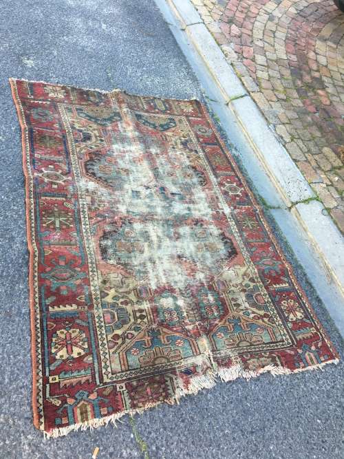 VERY WELL WORN AGED AND FATIGUED PERSIAN CARPET 1800 X 1240mm