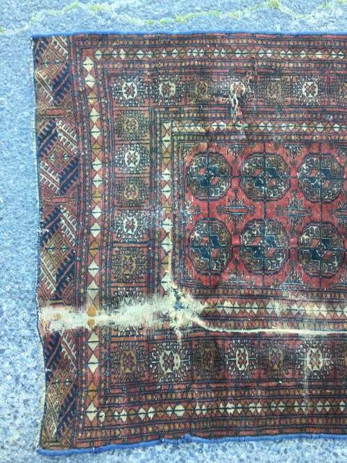 VERY WELL WORN AGED AND FATIGUED BOKHARA PERSIAN CARPET 1800 X 1240mm