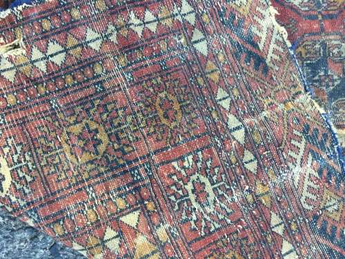 VERY WELL WORN AGED AND FATIGUED BOKHARA PERSIAN CARPET 1800 X 1240mm