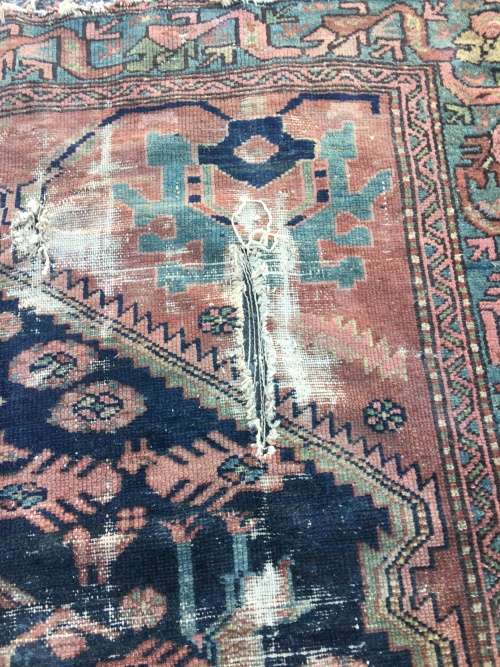 VERY WELL WORN AGED AND FATIGUED PERSIAN CARPET 1800 X 1240mm