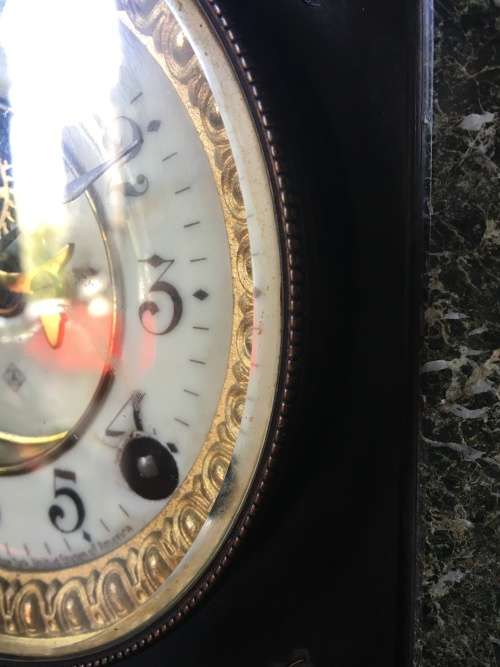 WOW !!! Gorgeous antique Ansonia marble cased mantle clock in pristine condition c1882