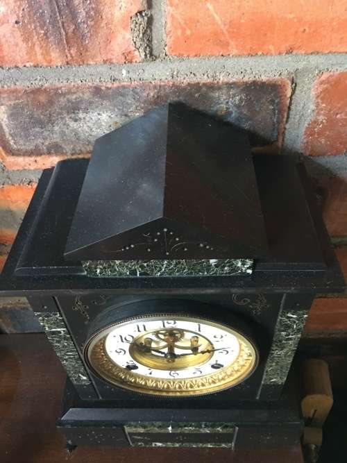 WOW !!! Gorgeous antique Ansonia marble cased mantle clock in pristine condition c1882