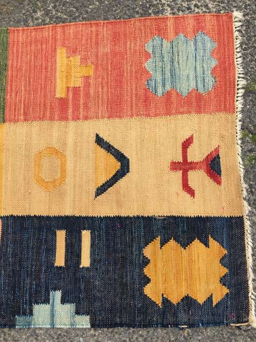 GORGEOUS MODERN INDIAN PATCHWORK FLAT WEAVE KELIM CARPET 2710 X 870mm