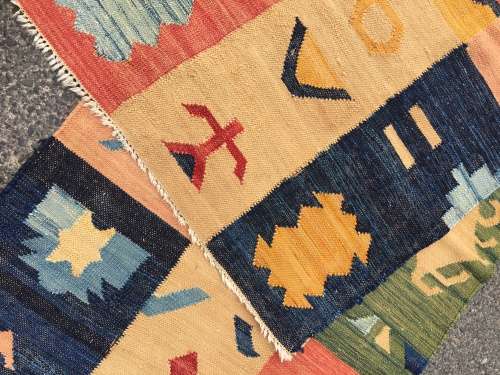GORGEOUS MODERN INDIAN PATCHWORK FLAT WEAVE KELIM CARPET 2710 X 870mm