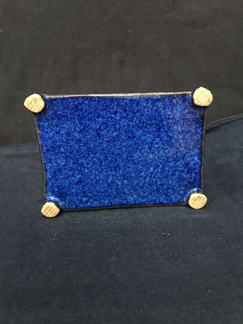 GORGEOUS BLUE GLAZED GREEK STYLE PORCELAIN TRINKET BOX
