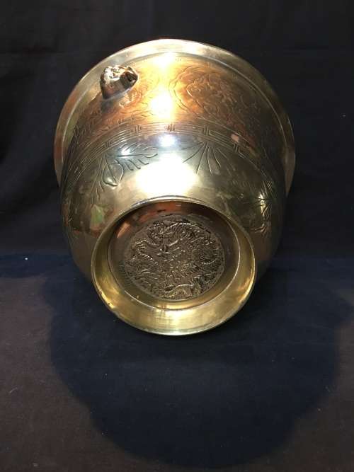 WOW !!! ABSOLUTELY STUNNING LARGE CHINESE SOLID BRASS VASE / PLANTER WITH MARKINGS