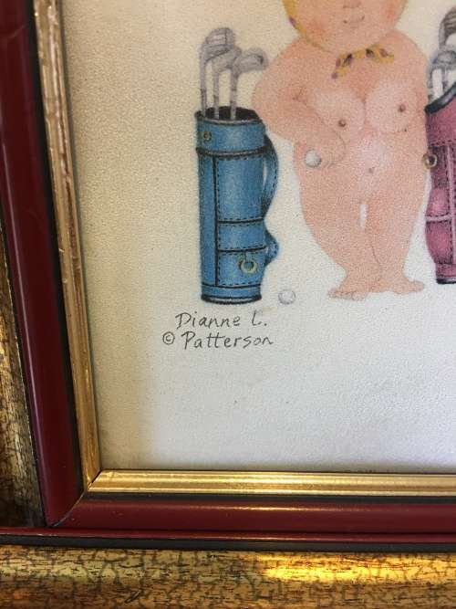 WOW !!! FABULOUS FRAMED LIGHT HEARTED SATIRICAL PRINT SET BY DIANE L PATTERSON