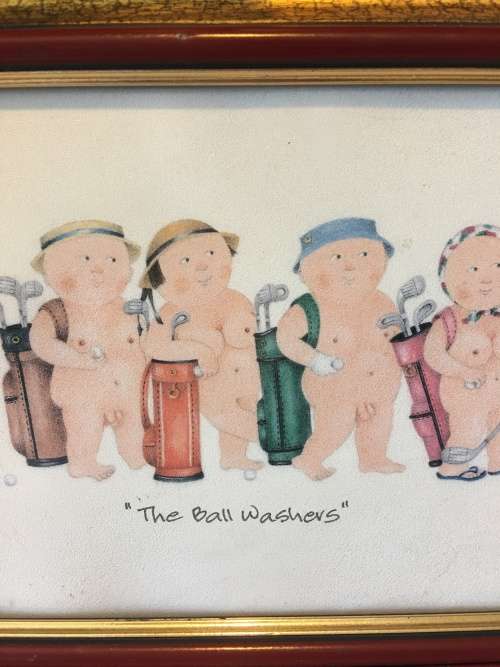 WOW !!! FABULOUS FRAMED LIGHT HEARTED SATIRICAL PRINT SET BY DIANE L PATTERSON