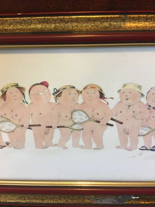 WOW !!! FABULOUS FRAMED LIGHT HEARTED SATIRICAL PRINT SET BY DIANE L PATTERSON