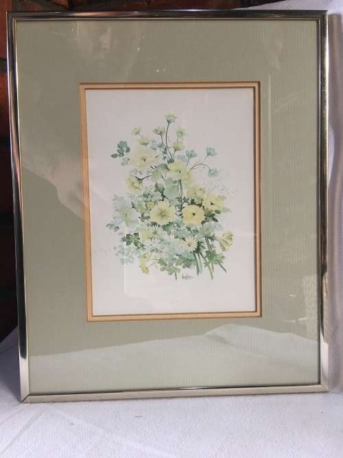 WOW !!! BEAUTIFUL FLORAL PRINT OF A JENKINS ORIGINAL IN A STYLISH FRAME BEHIND GLASS