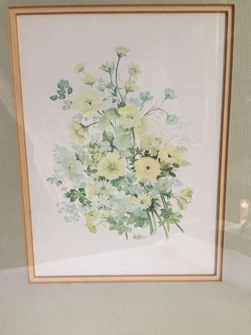 WOW !!! BEAUTIFUL FLORAL PRINT OF A JENKINS ORIGINAL IN A STYLISH FRAME BEHIND GLASS
