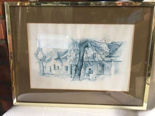 WOW !!! STUNNING FRAMED PRINT OF A CAPE DUTCH STYLE HOUSE no name
