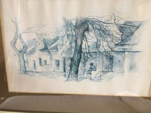 WOW !!! STUNNING FRAMED PRINT OF A CAPE DUTCH STYLE HOUSE no name