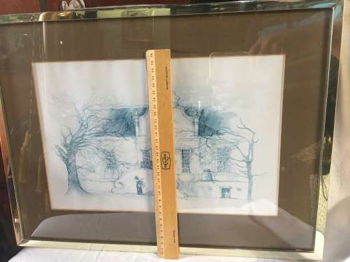 WOW !!! STUNNING FRAMED PRINT OF A CAPE DUTCH STYLE HOUSE no name