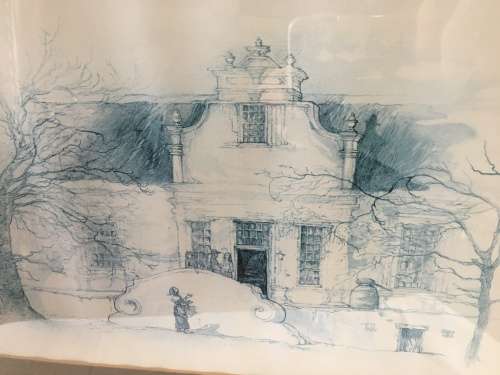WOW !!! STUNNING FRAMED PRINT OF A CAPE DUTCH STYLE HOUSE no name