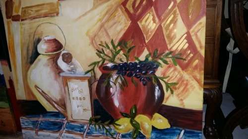 WOW!!! Stunning Large Oil on Canvas - Still life. Unsigned  89 cm x 72 cm