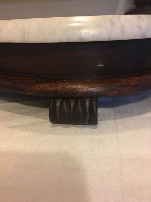 WOW !!! LATE 1800's VICTORIAN MARBLE TOP MAHOGANY SHAVING MIRROR WITH BARLEY TWIST SUPPORTS