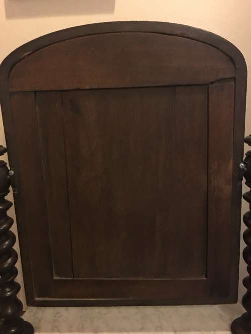 WOW !!! LATE 1800's VICTORIAN MARBLE TOP MAHOGANY SHAVING MIRROR WITH BARLEY TWIST SUPPORTS