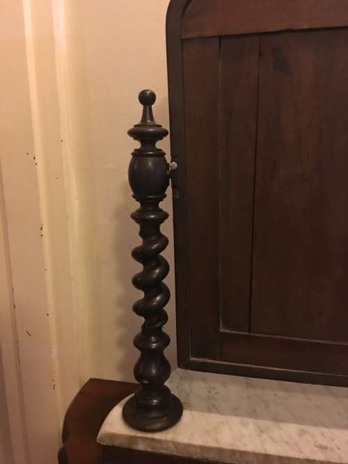 WOW !!! LATE 1800's VICTORIAN MARBLE TOP MAHOGANY SHAVING MIRROR WITH BARLEY TWIST SUPPORTS