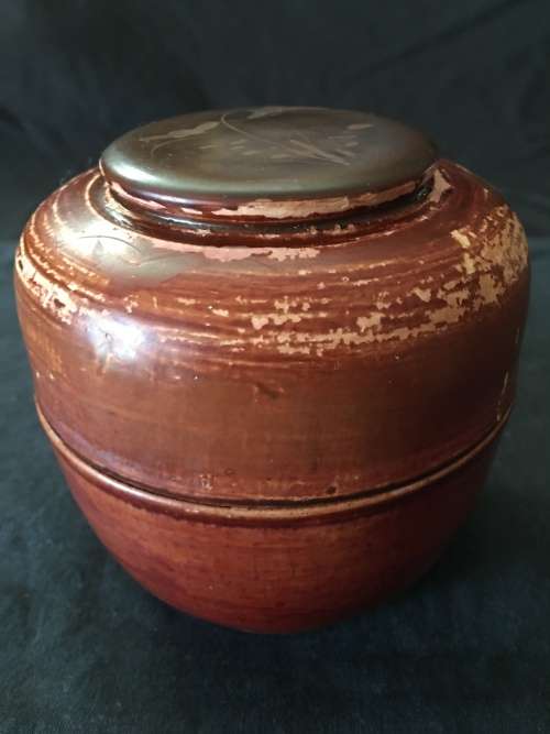 WOW !!! Antique Chinese Orange Red Lacquered Wooden Tea Caddy Box