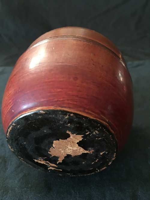 WOW !!! Antique Chinese Orange Red Lacquered Wooden Tea Caddy Box