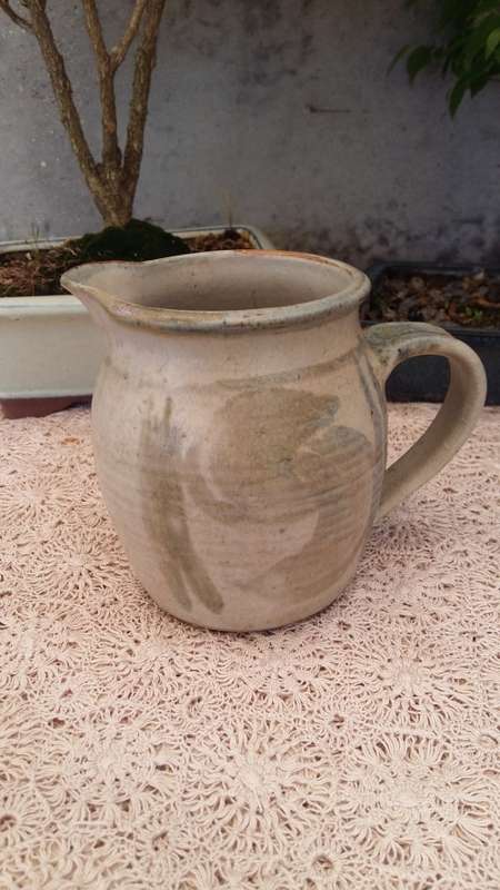 Absolutely Beautiful Vintage Blue and Beige Pottery Pitcher. 12 cm x 16 cm- 500ml