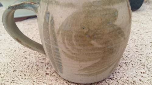 Absolutely Beautiful Vintage Blue and Beige Pottery Pitcher. 12 cm x 16 cm- 500ml