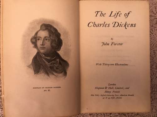 STUNNING ANTIQUE BOOK "THE LIFE OF CHARLES DICKENS" BY JOHN FORSTER DATED AS A GIFT IN 1911