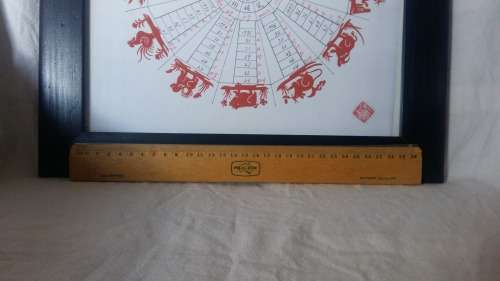 Framed Chinese Zodiac of the 12 Zodiac animals. with Chinese stamp