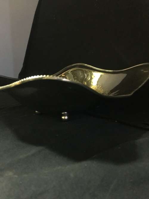 STUNNING HEAVY ANTIQUE SILVER PLATE TABLE CENTRE PIECE BOWL ON BUN FEET WITH ORNATE DETAILING