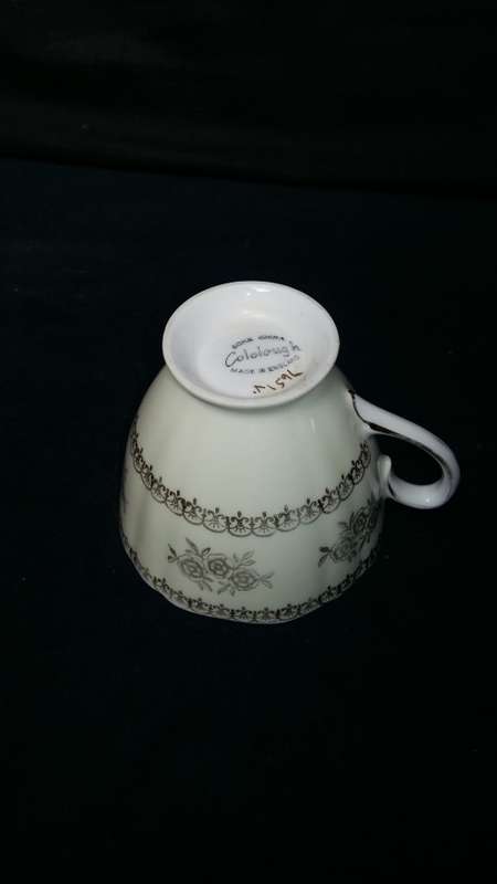 RARE !! Beautiful Antique 1920s Colclough White and Gold, Roses and Lace, Tea Cup, with markings.