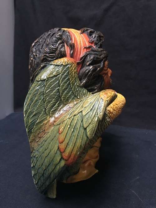STUNNING VINTAGE "BOSSONS" CHALKWARE FIGURAL WALL HANGING PIRATE WITH PARROT TITLED BUCCANEER 1964