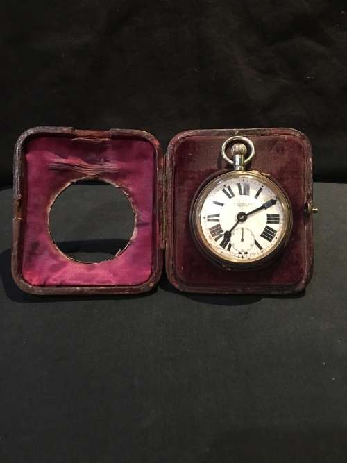 HALLMARKED BIRMINGHAM STERLING SILVER GOLIATH POCKET WATCH CASE BY SYNYER & BEDDOES 1918 marked